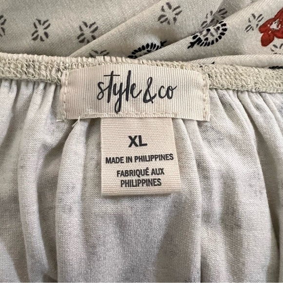 Style & Co Floral Scoop Neck 3/4 Sleeve Blouse Size XL - Picture 8 of 10